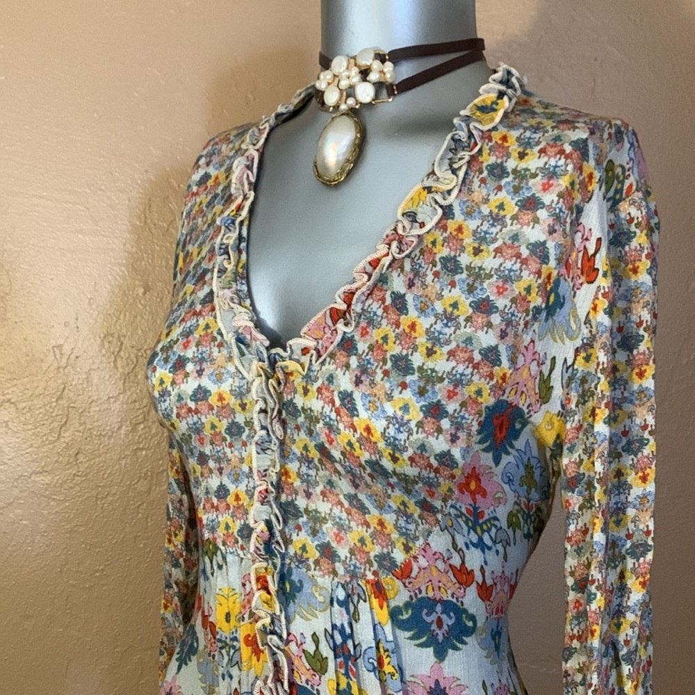 NWT Anthropologie Bl^nk / Bl-nk / Blank Lucia Tunic Blouse in Neutral Mot  Sz XS - Picture 11 of 13